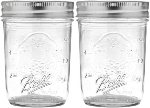 Ball Regular Mouth Mason Jars with Lids & Bands, Half Pint, 8-oz (2-Pack)...