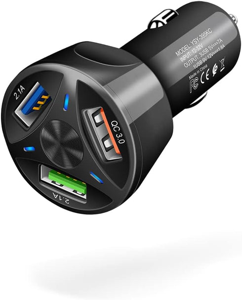 QC 3.0 Car Fast Charger, 3-Port Smart Phone Charger Compatible with Cigarette Lighter Socket, iPhone 11/Pro/Pro Max, 12 Pro, iPad, Samsung Galaxy,...