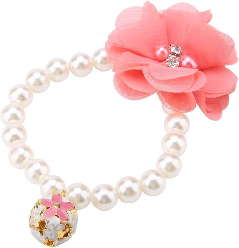 Pet Pearl Flower Necklace Princess Necklace Collar Accessories for Puppy Decoration(, Blue, red,)...