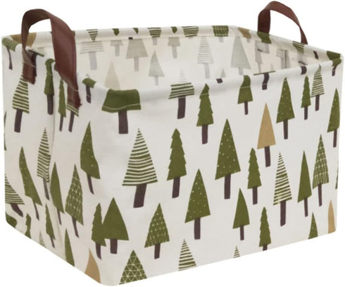 Rectangular Canvas Storage Bins,Waterproof Storage Basket,Collapsible Tree Organizer Bin with Handles for Clothes Storage,Book Bag (Tree)...