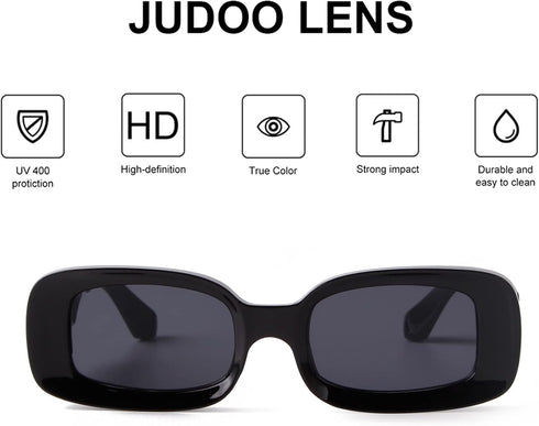 JUDOO Trendy Rectangle Sunglasses for Women Men Retro 90s Y2K Glasses Thick Square Blue Pink Frames...
