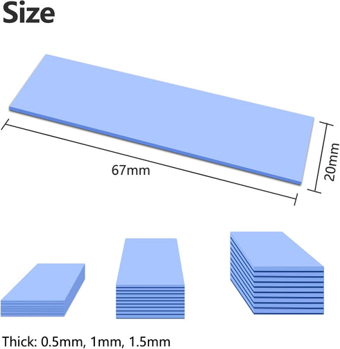 UCEC 30PCS Silicone Thermal Pads GPU, Reusable CPU Thermal Pad GPU Thermal Pads SSD Thermal Pad, Conductive Heatsink 0.5/1.5/ 1mm Thermal Pad for ...