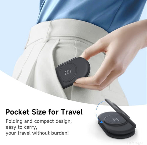 Wireless Charger 3 in 1, RELAXYO Travel Fast Wireless Charging Station for Apple, Compatible with iPhone 15 14 13 12 11 Pro/Max/XR, for iWatch 9/8...
