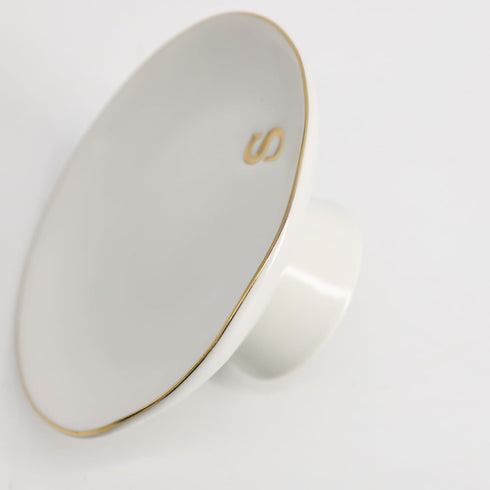 COLLECTIVE HOME - Ceramic Jewelry Tray, Decorative Monogram Jewelry Dish, Luxurious Trinket Tray with High Base, Birthday Mother's Day for Women (...