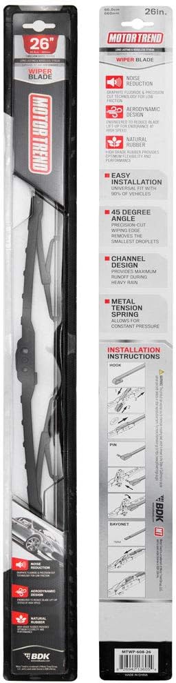 Motor Trend Precision Engineered Wiper Blade - High Performance Aerodynamic Blade Wipes Up Every Drop of Water - Silent, Durable, and Streak-Free ...