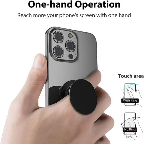 Phone Grip, Phone Ring Holder Finger Kickstand, 360°Rotation & Adjustable Metal Cell Phone Rings Gripper Stand Work with Magnetic Car Mount for iP...