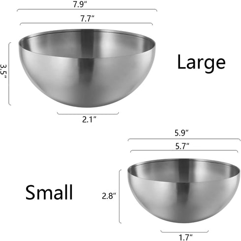 Stainless Steel Salad Bowls, Mixing Bowls, Nesting Bowls, Snacks Bowls, Serving Bowls for Mixing, Cooking, Baking, Prepping, Set of 2, Small & Lar...