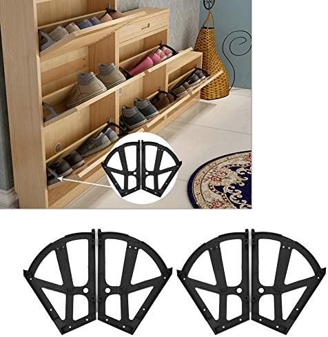 4Pcs/Set Shoes Drawer Hinge Home Furniture Cabinet Hinge Flip Plate Frame Turning Rack Accessory Household Shoe Organizer for Bedroom Living Room...