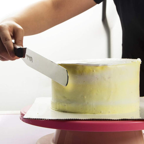 Webake Cake Spatula Straight Icing Spatula Set of 2, 14 Inches Frosting Spreader with Wooden Handle, Professional Stainless Steel Cake Decorating ...