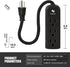 Power Strip 3 Prong Outlet - Slim Black 3 Grounded Outlets Heavy Duty Extension Power Cord Power Strip No Surge Protector with Wall Mount Hole Ide...