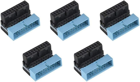 5PCS USB 3.0 19-Pin Motherboard Connector Internal Header, Male to Female Extension Adapter Down Angled 90 Degree for Motherboard Mainboard, Multi...