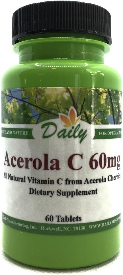 Daily Manufacturing Acerola C (Vitamin C from Acerola Cherries) 60 Chewable Tablets...