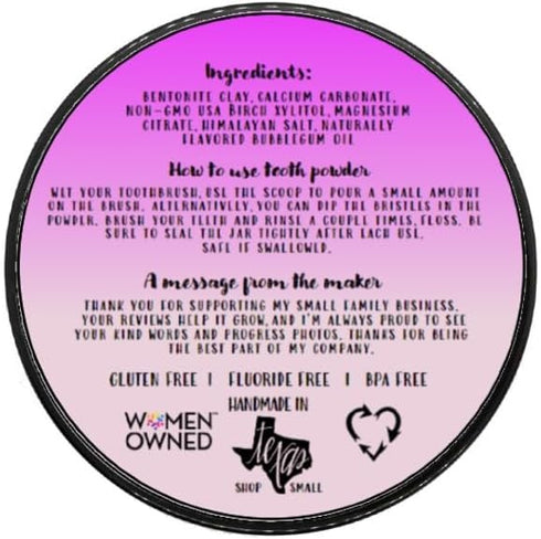 Remineralizing Vegan Mineral Tooth Powder I Bubblegum Formula for Kids I Natural Whitening I Stronger Teeth 1.5oz (1.5 oz jar)...