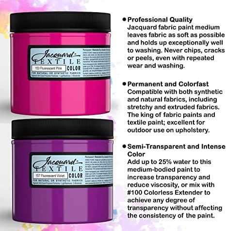 Jacquard Fabric Paint for Clothes - 8 Oz Textile Color - Turquoise - Leaves Fabric Soft - Permanent and Colorfast - Professional Quality Paints Ma...