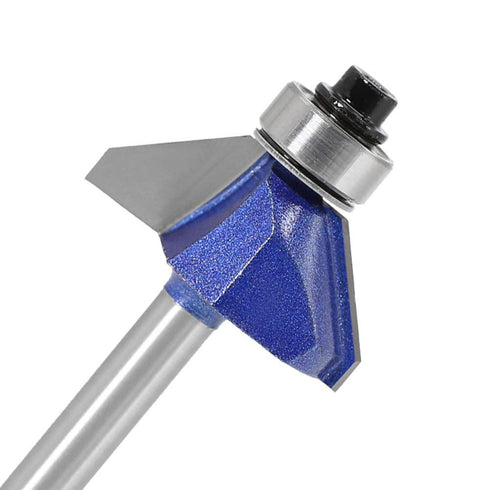 Mesee 4 Pieces 45 Degree Chamfer Router Bit Set, 1/4 Inch Shank Industrial Grade Top End Bearing Bevel Edge Forming Router Bits Cutter Woodworking...