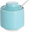 ONTUBE Ceramic Sugar Bowl with Lid and Spoon,Porcelain Seasoning Box Salt Bowl,8oz ?Turquoise Blue?...