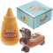Sausage Dog in a Bun & Mustard Fast Food Ceramic Salt & Pepper Set...