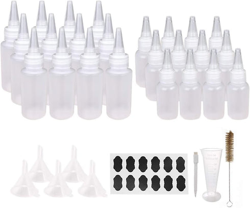 24pcs(12pcs 30ml; 12pcs 60ml) Plastic Squeeze Bottles with Twist Cap Cookie Decorating Supplies, Cookie Supplies Writer Bottles Food Coloring and ...
