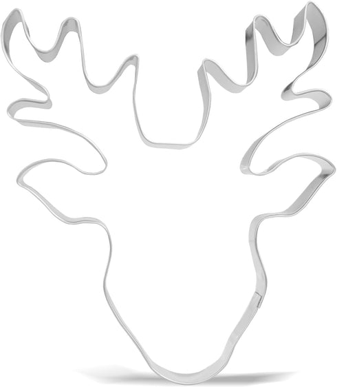 5 inch Large Christmas Reindeer Face Cookie Cutter - Stainless Steel...