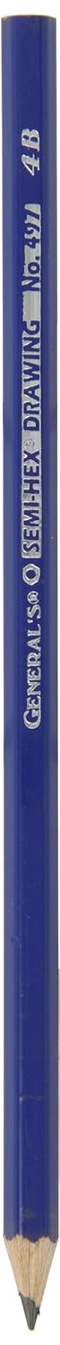 Generals Drawing Pencils 4B Thin Tip - Pack of 12, Black - 497-4B...