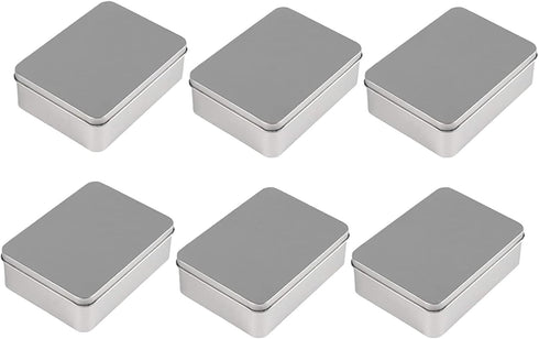 Juvale 6-Pack Silver Metal Cookie Tins with Lids - Small Rectangular Tin Boxes for Gift Giving, Home Organization (4.9x3.7x1.6 In)...