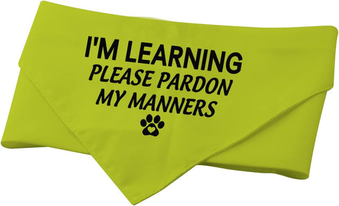 1 Piece Resue I'm Learning Please Pardon My Manners Dog Bandana Give Space Rescue Dog Bandana Pardon Dog Scarf (I'm Learning D)...