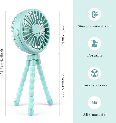 Suteng Stroller Fan Flexible Tripod Clip On Baby Fan, Battery Operated Mini Portable Handheld Fan for Car Seat Crib Stroller, USB Rechargeable Sma...