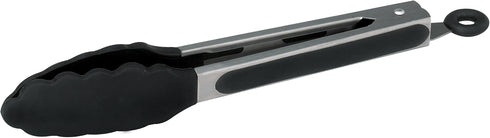 Winco 9" Heavy-Duty Stainless Steel Utility Tongs Silicone Grips and Lock Clip...