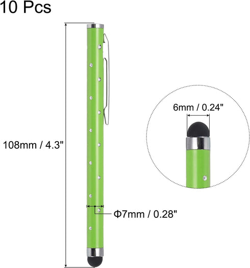 MECCANIXITY 10pcs Glitter Rhinestone Stylus Pens for Touch Screens Universal Metal Capacitive Pen for Phone All Capacitive Touch Screen Device, Gr...