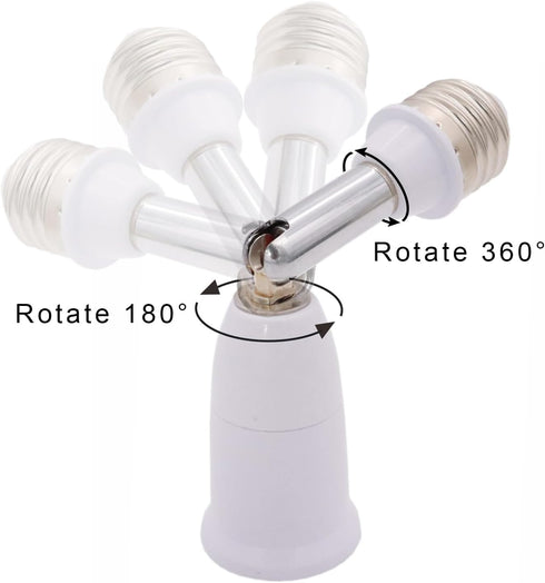 2-Pack, E26/E27 Socket Extender, 4.5-Inch, Vertical 90° Horizontal 360° Adjustable, 100V - 250V, Max 150W, Medium Screw Base Lamp Converter Socket...