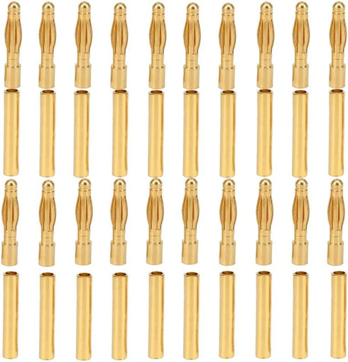 20 Pairs Gold-Plated 2MM 2.0MM Banana Plug Bullet Male Female Connector Adapter for RC Lipo Battery ESC Motors (2.0MM)...