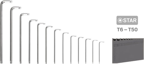 TEKTON Star Key Set, 13-Piece (T6-T50) with Holder | KLT91401...