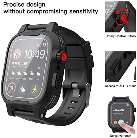 for Apple Watch Case 44mm Waterproof Case, IP68 Full Body Protection Case with Screen Protector and Band, Case Cover for iWatch Series 6/5/4/SE 44...
