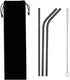 10PCS/Set Stainless Steel Straws, 8.5in Straight/Curved Reusable Replacement Metal Straws With Cleaning Brush For 20oz Tumblers - KKAAyueqin (blac...