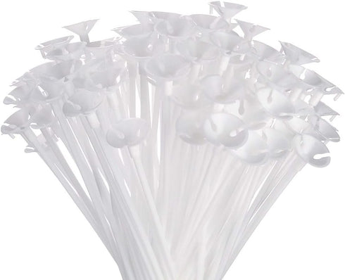 PP OPOUNT 50 Pieces Balloon Sticks Upgraded Version White Balloon Sticks Holders with Cups for Christmas Decoration, Wedding, Party, Holidays, Ann...