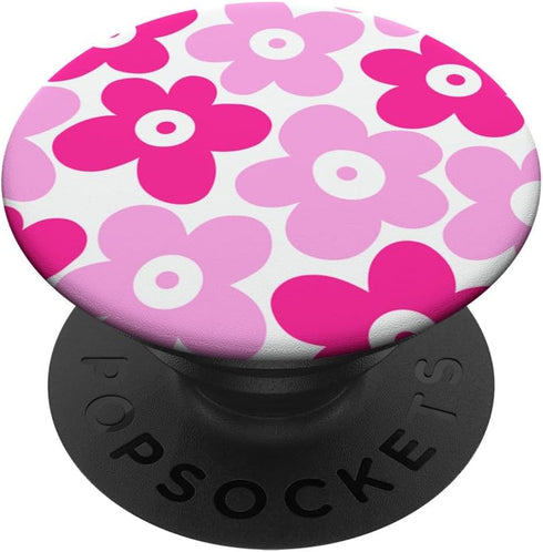 Cute Bright Groovy Retro 70s Aesthetic Daisy Flower Pink PopSockets Standard PopGrip...