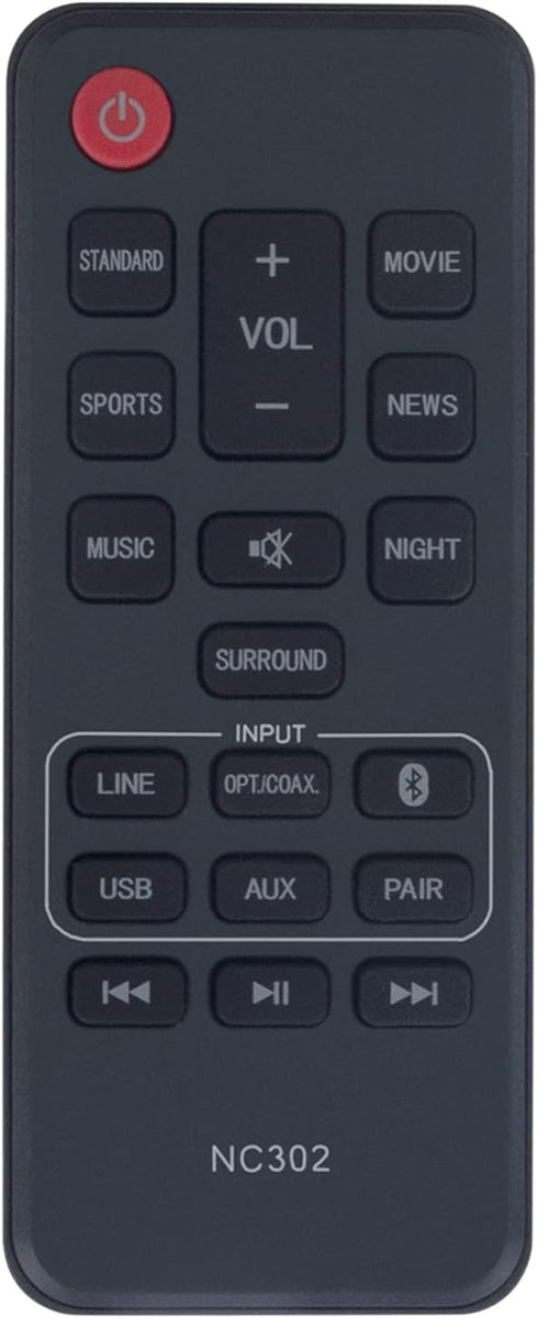 NC302UH NC302 RTNC302UH Replacement Remote Control Supports for Sanyo Soundbar 2.1ch Sound Bar Speaker System FWSB426FA FWSB426F...