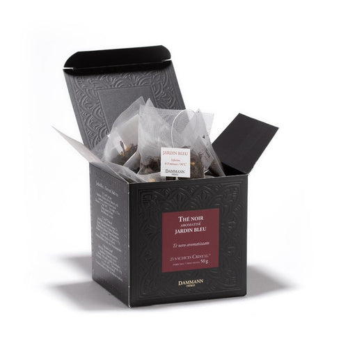 Dammann Freres Sachets, Jardin Bleu Tea Bags, Premium Gourmet French Black Tea, Blend Strawberry, Rhubarb Flavors, 25 Count (Single Pack)...