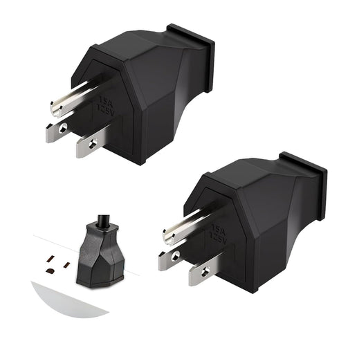 3 Prong NEMA 5-15P Power Adapter Replacement Plug, Straight Blade Connector for Extension Cord,3-Pin 15A 125V Male Rewirable Plug (Plug 2Pcs,Black...