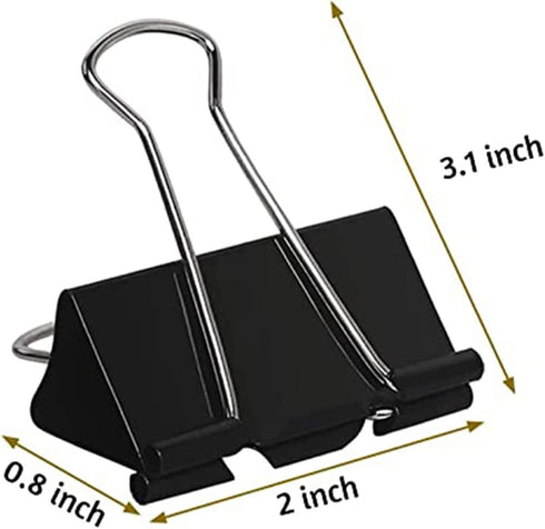 50 Pcs Extra Large Binder Clips 2 Inch Durable Black Big Paper Clamps for Office School Personal Document Organizing...