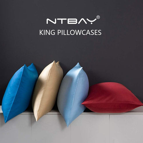 NTBAY King Pillowcase Set - 2 Pack Brushed Microfiber 20x36 Pillowcases - Soft, Wrinkle-Free, Fade-Resistant, Stain-Resistant, Black Pillowcases w...