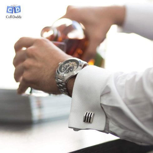 White Glass Cufflinks with Presentation Box...