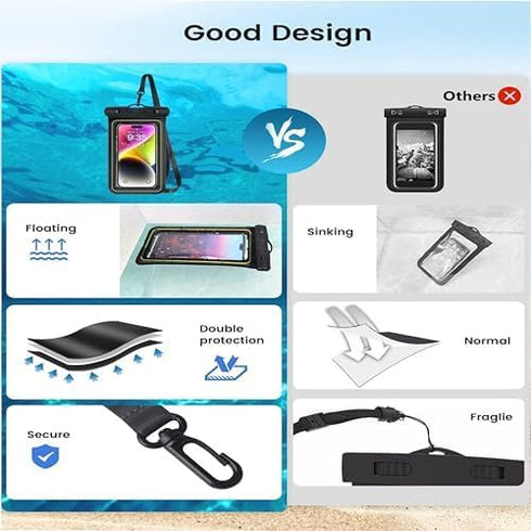 Floating with lanyard waterproof phone Pouch / Case?IP68 Cellphone Dry Bag, Underwater Cases for iPhone 15 Pro Max 14 13 12 8 Pro Max Plus Samsung...