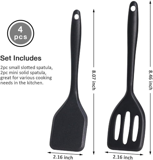 Silicone Small Serving Spatula Set of 4, Mini Silicone Spatula Turner for Kitchen Use, Small Silicone Spatulas for Egg, Steak, Pancake...