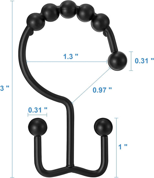 Shower Curtain Hooks Rings, TENOVEL Double Sided Shower Hooks Rust Proof for Bathroom Shower Rods Curtain, Durable Stainless Steel Bathroom Shower...