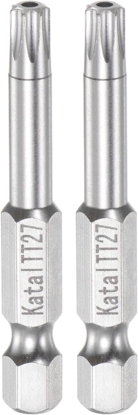 2pcs TT27 Star 7 Point Screwdriver Bit 1/4" Hex Shank 2" Length Magnetic Security Torx Screw Driver Power Tool...