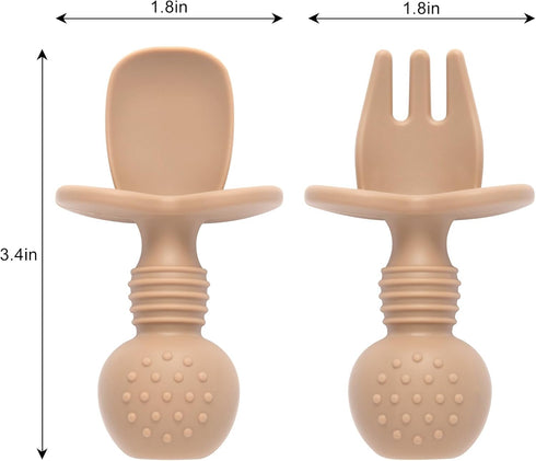 Silicone Baby Feeding Set, 2 Pack Divided Baby Plates with Suction, 2 Pack Spoons and Forks Set, BPA Free, Baby Led Weaning Supplies for Toddler U...