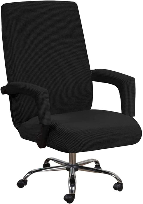 Stretch Office Chair Seat Covers with Armrest Sleeve, Jacquard Pattern High Back Computer Chair Slipcovers Removable Stretchable Covers Armchair C...