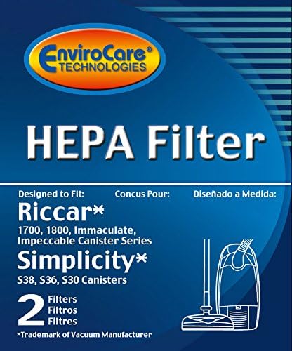 EnviroCare Replacement HEPA Vacuum Cleaner Filter Designed to Fit Riccar Immaculate & Impeccable RF17, 1800 + 1700. Simplicity S30, S36, S38 Canis...