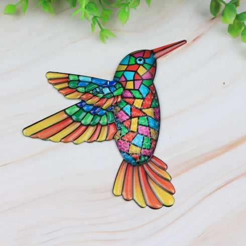 2Pcs Art Hummingbird Home Decor Wall Art Hanging Hardware Handicraft Pendant Metal Wall Art Decor Garden Decoration Orange Blue...